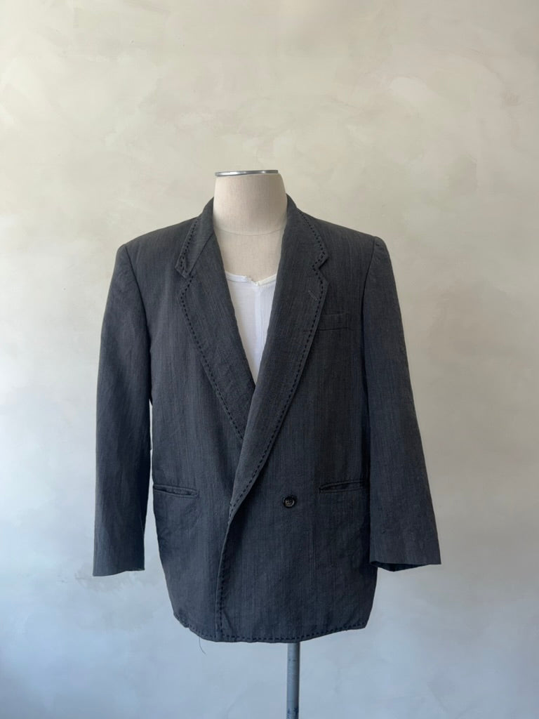 Commes Des Garcon Double Breasted Linen Blazer