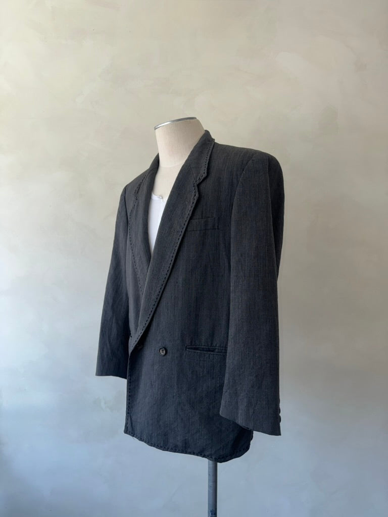 Commes Des Garcon Double Breasted Linen Blazer