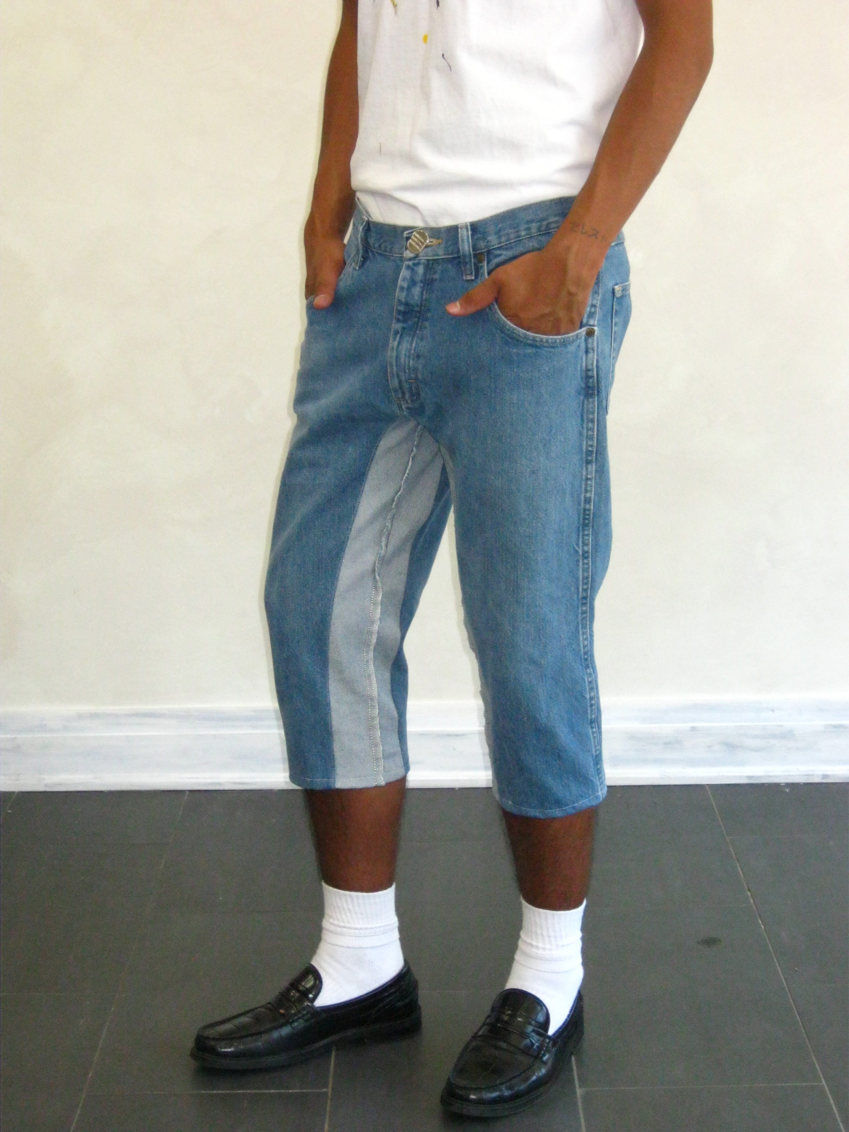 Vintage 3/4 Lee Workwear Light-wash Denim Jeans